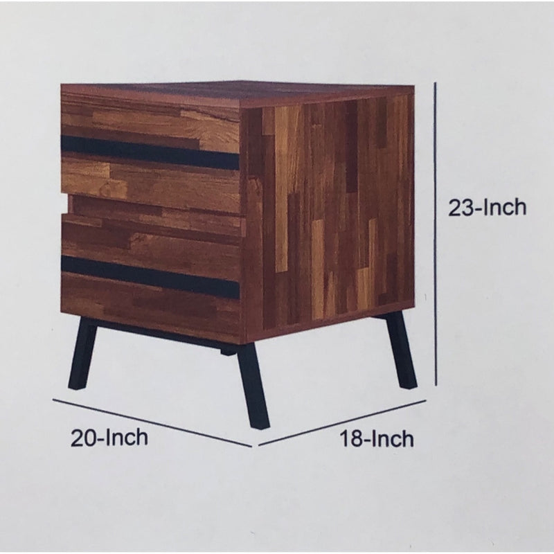 Wooden End Table with 2 Drawers in Walnut and Black