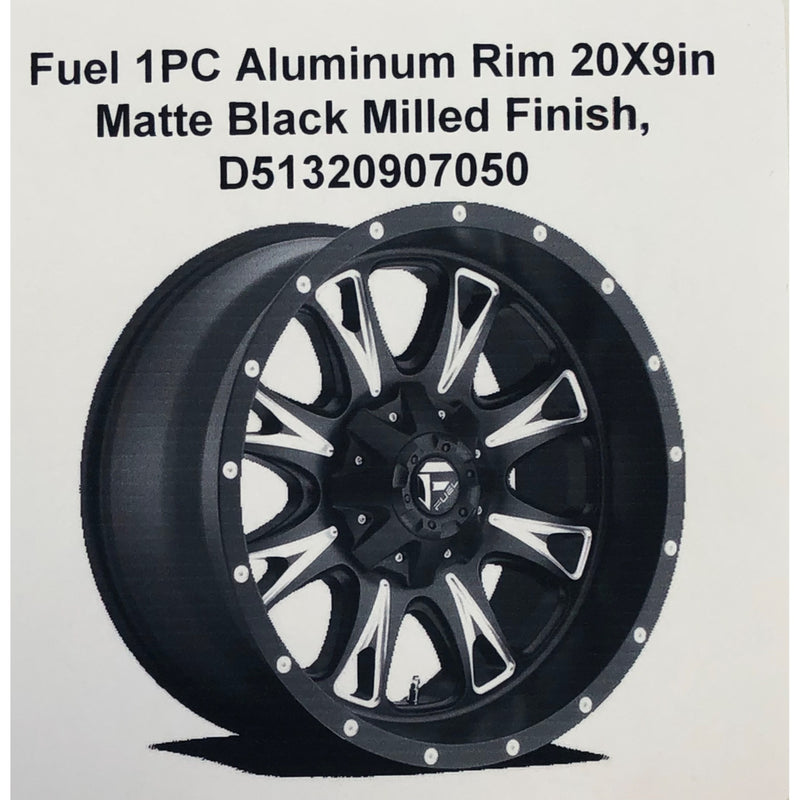 Fuel 1PC Aluminum Rim 20X9in Matte Black Milled Finish, D51320907050