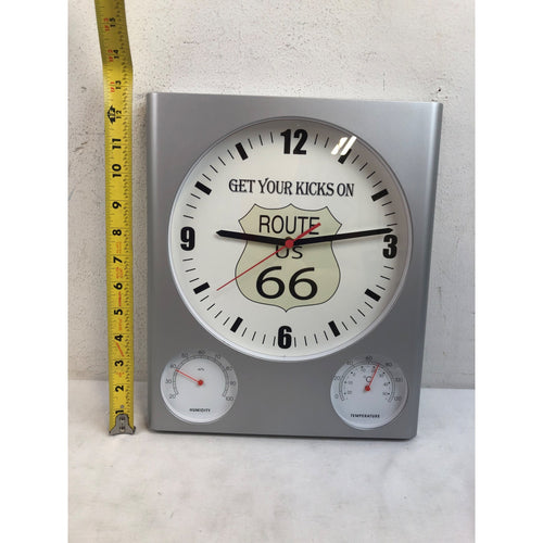 Route 66 Rectangle Weather Station Wall Clock