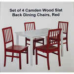 Set of 4 Camden Wood Slat Back Dining Chairs, Red