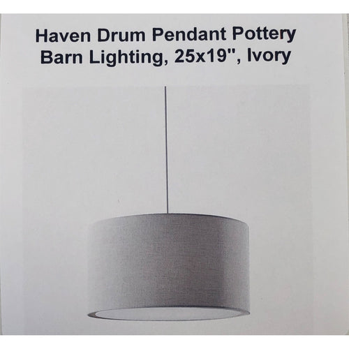 Haven Drum Pendant Pottery Barn Lighting, 25x19", Ivory
