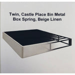 Twin, Castle Place 8in Metal Box Spring, Beige Linen