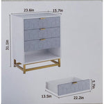 Bedside Nightstand with Storage Drawers, White and Gold