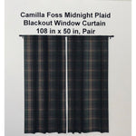 Camilla Foss Midnight Plaid Blackout Window Curtain, 108 in x 50 in, Pair