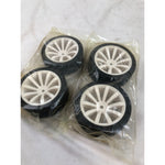 Set of 4 RC Rubber Tires, 12mm Hex, 2in White Rims, 2.5in Tires