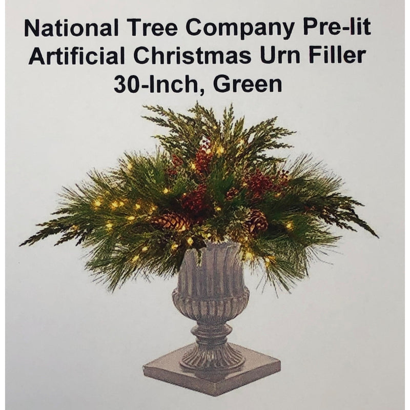 National Tree Company Pre-lit Artificial Christmas Urn Filler 30-Inch, Green