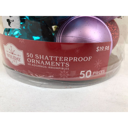 Multi-Color Shatterproof Christmas Ornaments, 1.54 lb, 50 Count, by Holiday Time