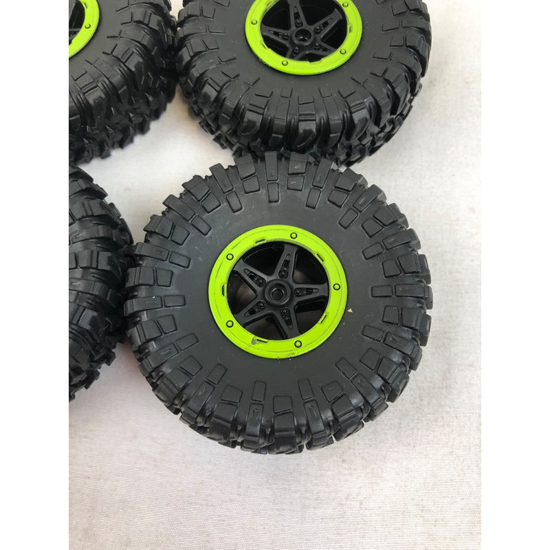 4x 1.3in Rim, 2.8in Tire, 7mm Hex - Green/Black RC Model Car Replacement