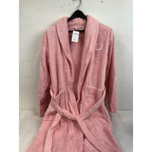 Small/Medium Pink Turkish Cotton Terry Bath Robe, Monogram Letter D
