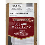 2in Cordless Faux Wood Blind, Smooth White, 36in W x 60in L
