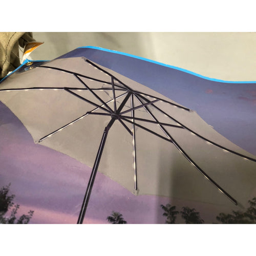 Sunvilla 10ft Round Solar LED Market Umbrella, Tan