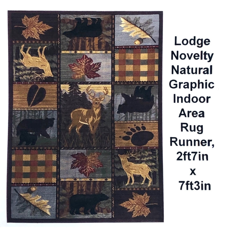 Lodge Novelty Natural Graphic Indoor Area Rug Runner, 2ft7in x 7ft3in