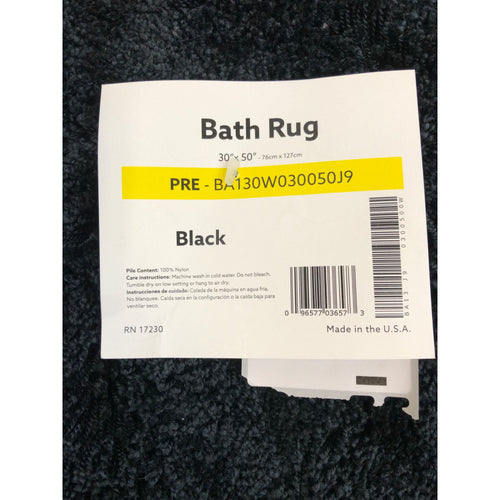 Finest Luxury Washable Nylon Shag Bath Rug, Black, 30in x 50in