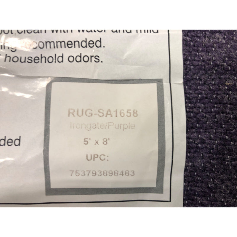Linon Salonika Irongate Reversible Woven Wool 5ftx8ft Rug in Purple