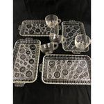 Anchor Hocking Anchorglass Serva-Snack 8 pc Set, Vintage, With Box. Circles