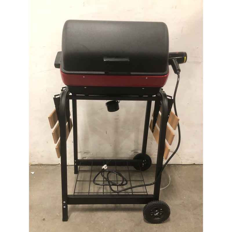 Americana Portable Electric Cart Grill with Two Folding Tables, Red