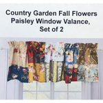 Country Garden Fall Flowers Paisley Window Valance, Set of 2