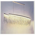 40 in. Modern Linear Chandelier with Adjustable Chain, Silver