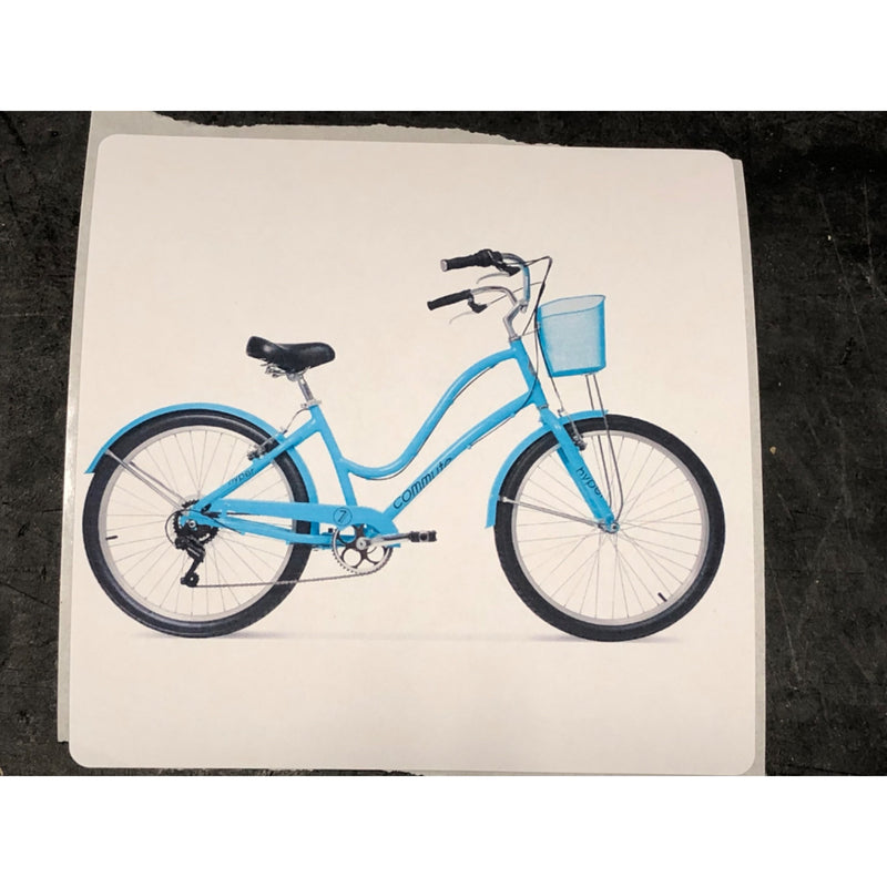 Hyper Bicycle 26in Woman's Commute Bike with Basket, Neon Teal