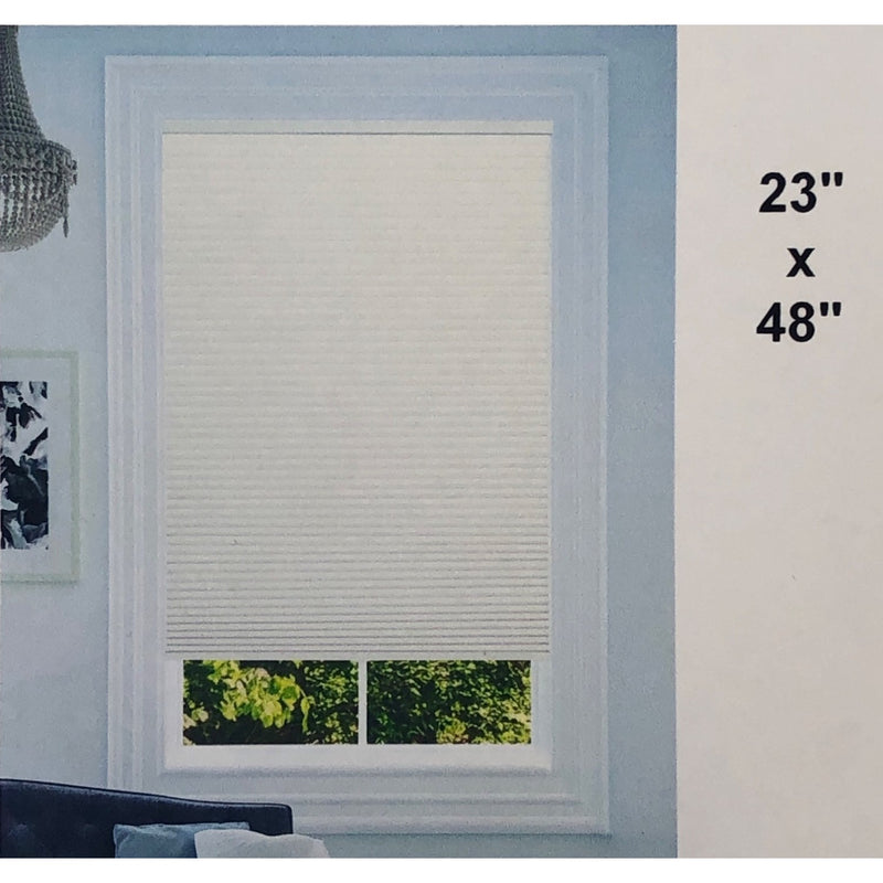 23in x 48 in, BlindsAvenue Cordless Blackout Cellular Honeycomb Shade, White