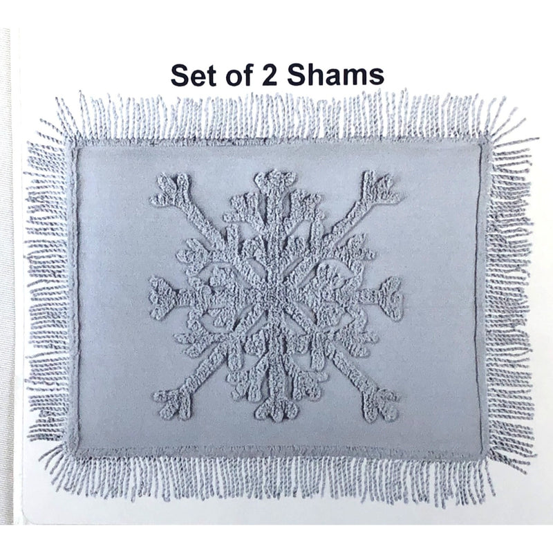 2 Shams, Collections Tufted Snowflake Chenille Fringe Border