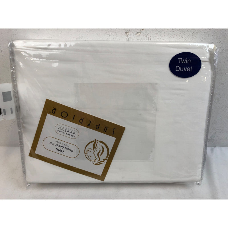Twin, Off-White Impressions 300-Thread Count Egyptian Cotton Duvet Cover Set