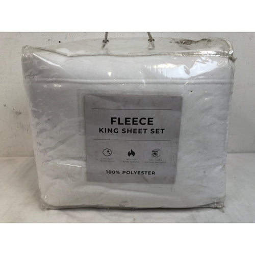 King, Premium Super Soft Extra Plush Fleece Sheet Set, Winter White