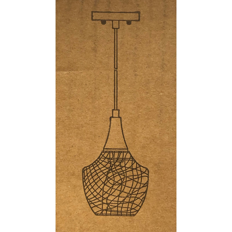 Modern 7 inch Mini Farmhouse Metal Cage Gold Pendant Light, Black Wire