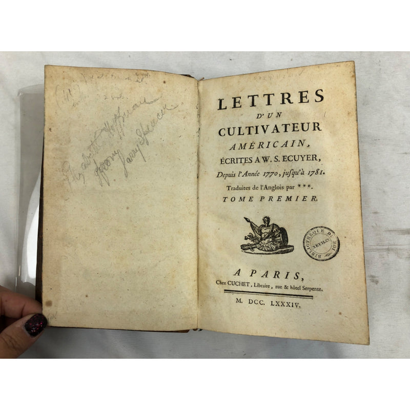 Set of 2: Lettres D'un Cultivateur Americain First French Edition 1784