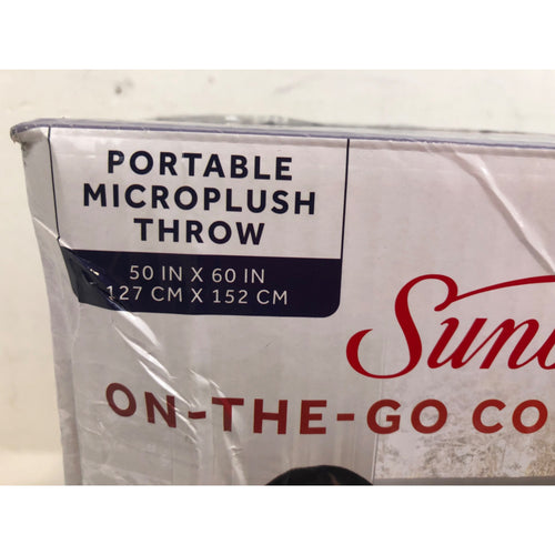Sunbeam On-The-Go Cordless Heated Throw, Slate Microplush, 50in x 60in