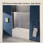 OVE Decors Kelsey 60in Tub Door, Satin Nickel
