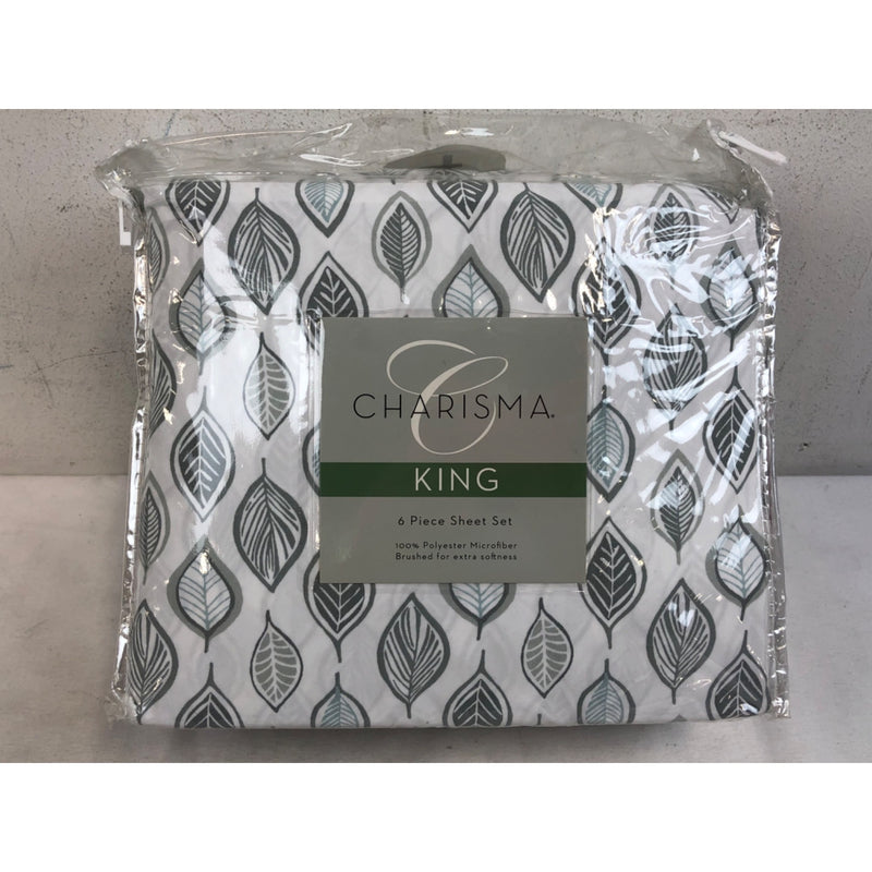 King, Leaves Grey, Charisma Sheet Set