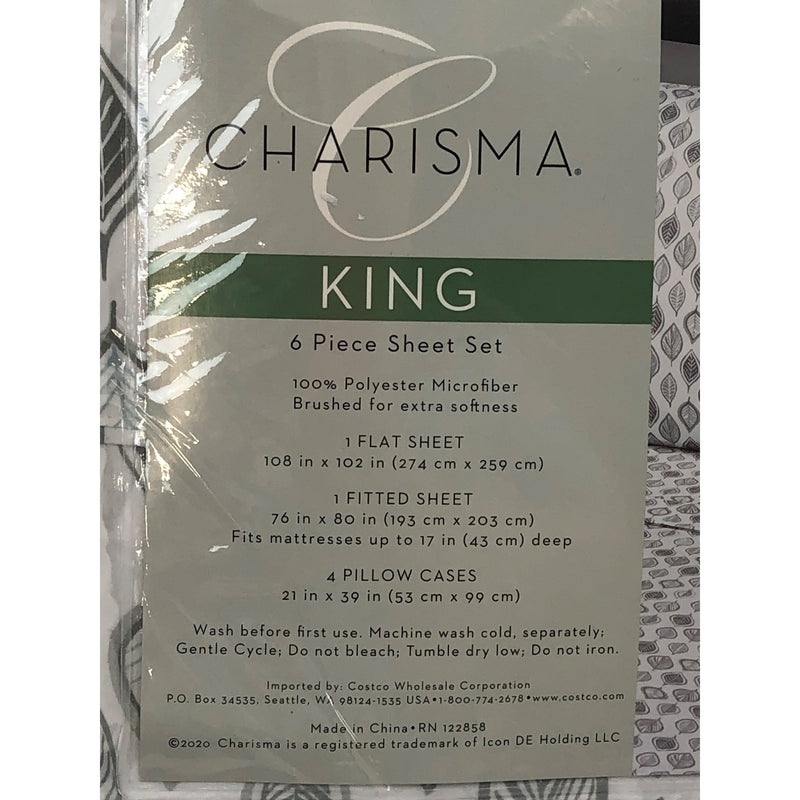 King, Leaves Grey, Charisma Sheet Set