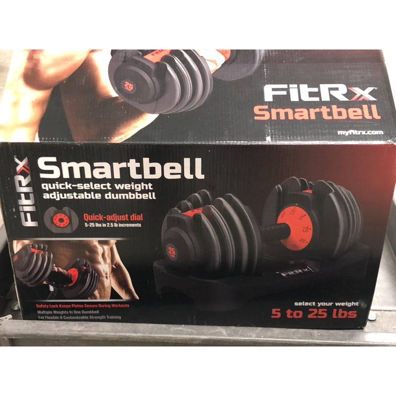 FitRx SmartBell, 25lbs. Quick-Select 9 in 1 Adjustable Dumbbell, 5-25lb.