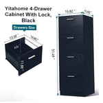 Yitahome 4-Drawer Cabinet With Lock, Black