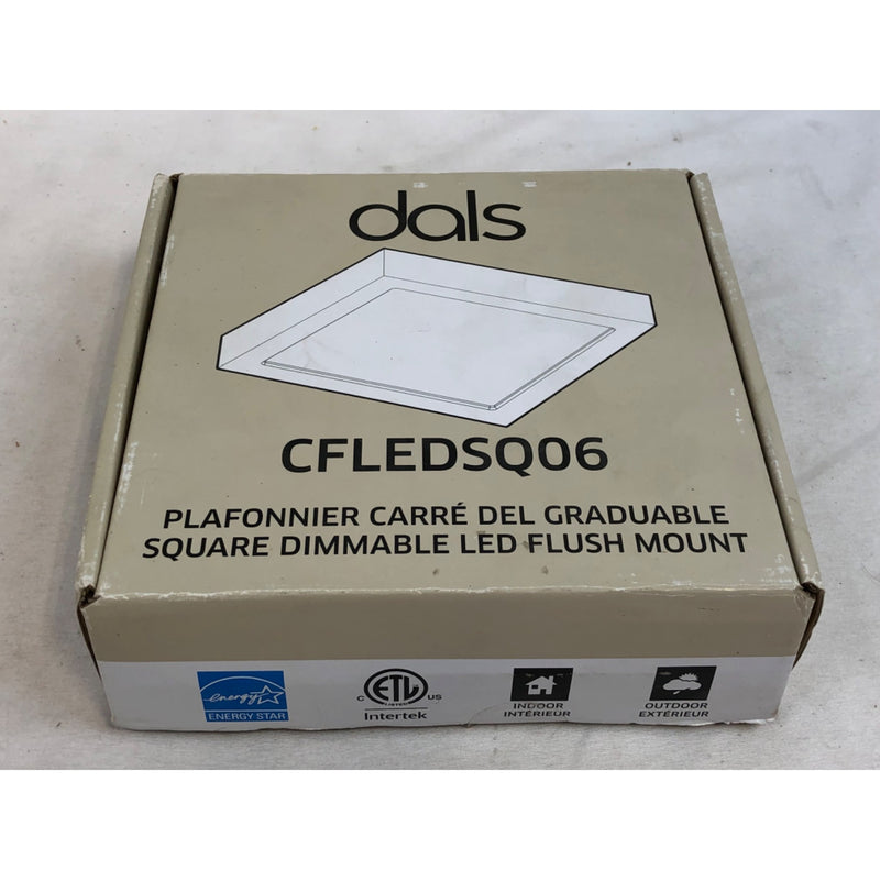DALS Lighting 6 Inch Square Indoor/Outdoor LED Flush Mount, White