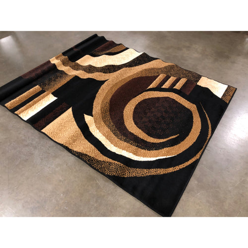 Allstar Modern Abstract Design Rug, 5ftx7ft, Brown Circles