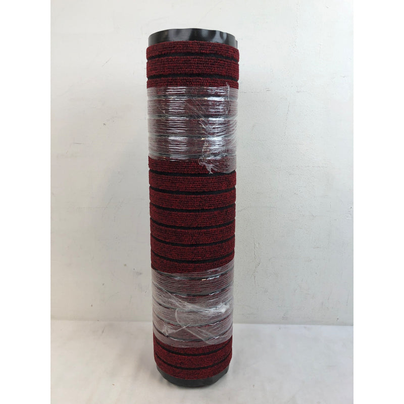 Red, Tufted Stripe Design Slip-Resistant Utility Runner Rug, 26in x 144in