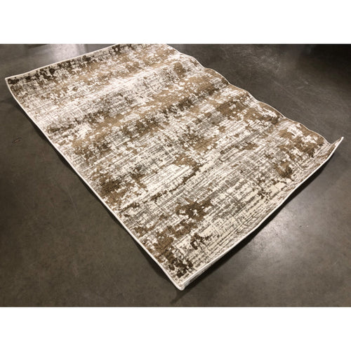 4' X 6' Beige Gold And Grey Abstract Power Loom Stain Resistant Area Rug