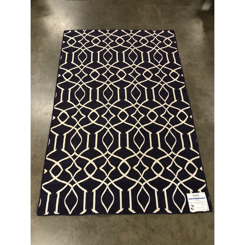 Linon Salonika Irongate Reversible Woven Wool 5ftx8ft Rug in Purple
