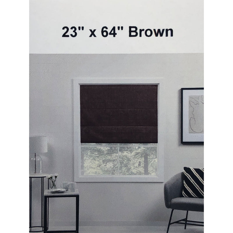 ATI Home Acadia Total Blackout Roman Shade, Brown, 23in x 64in