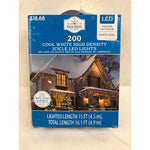 200-Count Cool White LED High-Density Icicle Christmas Lights, 16.1ft