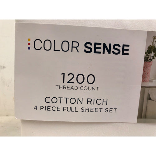 Full, Color Sense 1200TC Premium Cotton-Blend Wrinkle-Resistant Sheet Set, White