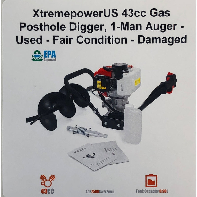 XtremepowerUS 43cc Gas Posthole Digger, 1-Man Auger