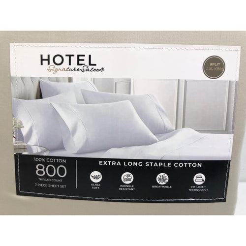 Split Cal King, Hotel Signature 800 Thread Count Cotton 7-Piece Sheet Set, Beige