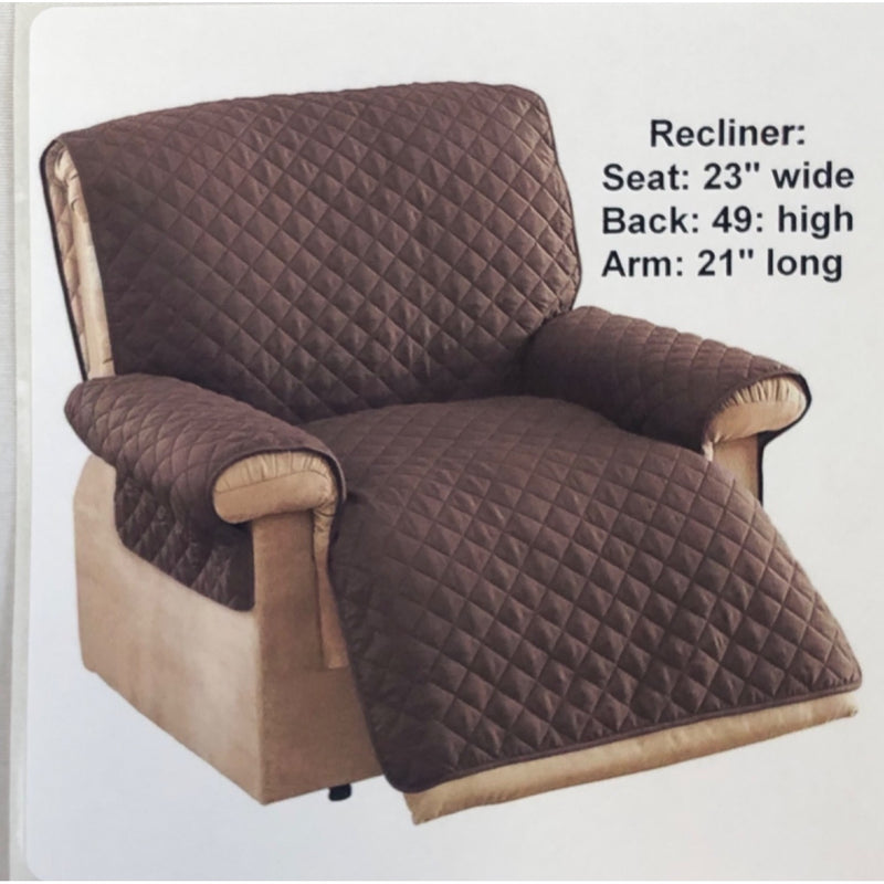 Collections Etc Reversible Quilted Furniture Cover Chocolate Tan Jumbo Recliner