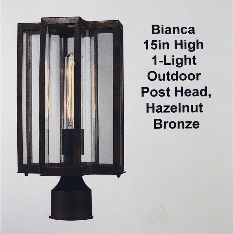 Bianca 15in High 1-Light Outdoor Post Head, Hazelnut Bronze