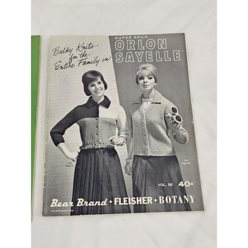 Bernat & Orlon Sayelle Knit & Crochet Pattern Magazines Vintage