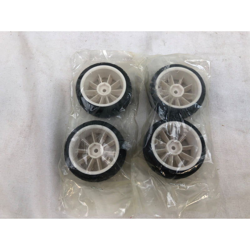 Set of 4 RC Rubber Tires, 12mm Hex, 10 Spoke, 2in White Rims, 2.5in Tires