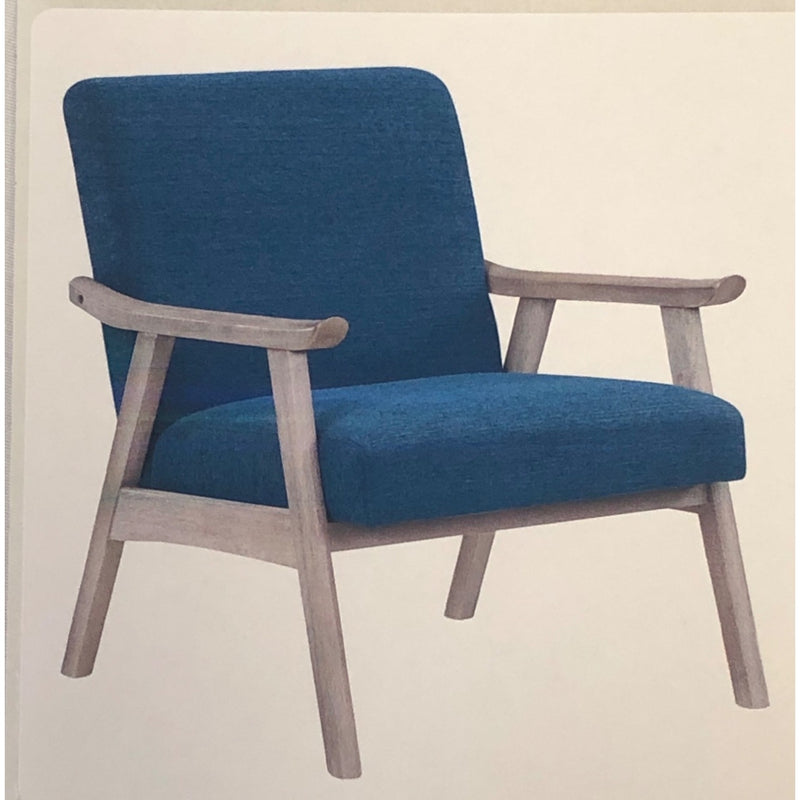 Weldon Mid-Century Fabric Upholstered Chair, Blue Azure with Brushed Grey Frame